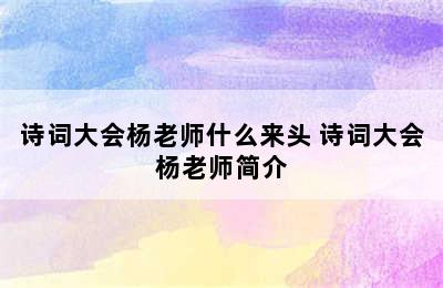 诗词大会杨老师什么来头 诗词大会杨老师简介